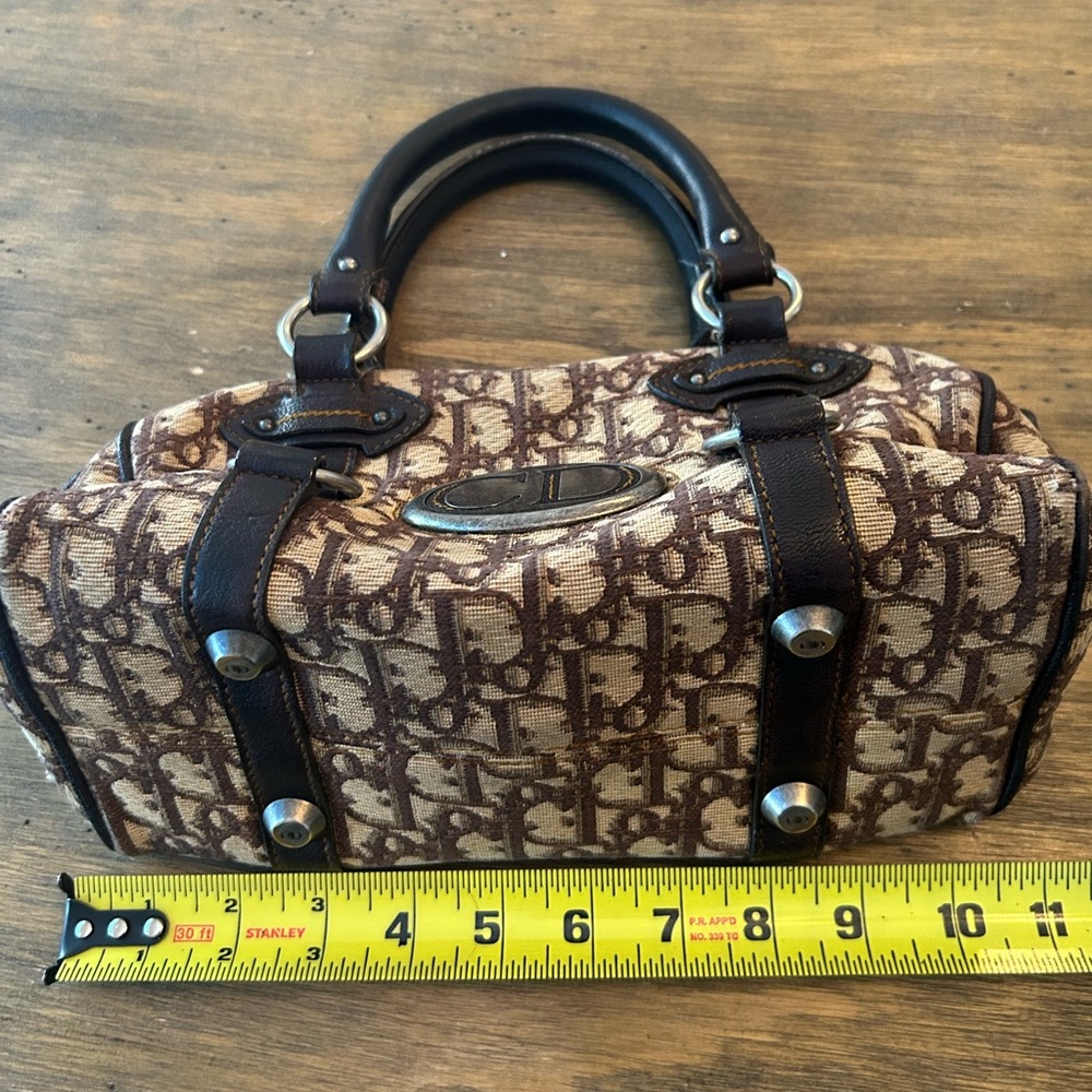 DIOR BOWLING CLOTH HANDBAG monogram brown leather Vintage - Picture 14 of 17